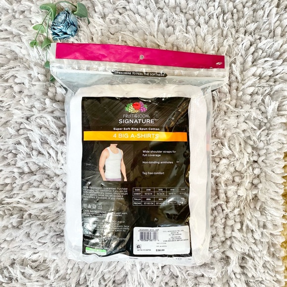 NWT 4PK FRUIT OF THE LOOM SIGNATURE BIG A-SHIRTS SHAPED FOR FULLER COVERAGE 5XB - Picture 2 of 3